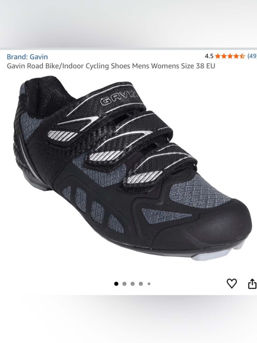Peloton or Spin Black and White Bike Shoe with Dual Cleat Mounts